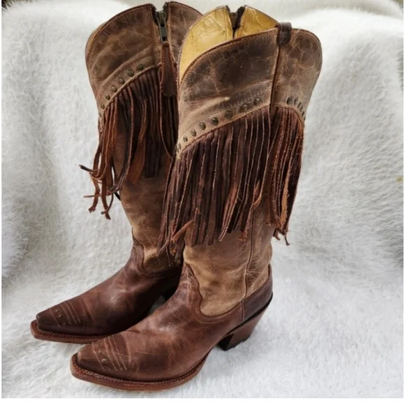 Tony Lama Fringe Cowboy Boots 9.5 - Picture 3 of 16